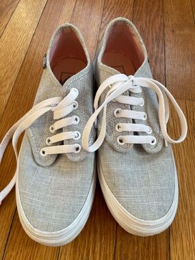 Van’s Authentic C&L Canvas Leather Sneakers Gray Women 7